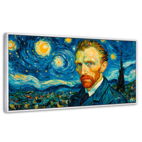 Cuadros Decorativos Canvas Revolution | Van Gogh Estrellado | Panoramico | Portada | Marco Blanco
