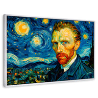 Cuadros Decorativos Canvas Revolution | Van Gogh Estrellado | Rectangular | Portada | Marco Blanco