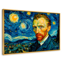 Cuadros Decorativos Canvas Revolution | Van Gogh Estrellado | Rectangular | Portada | Marco Dorado