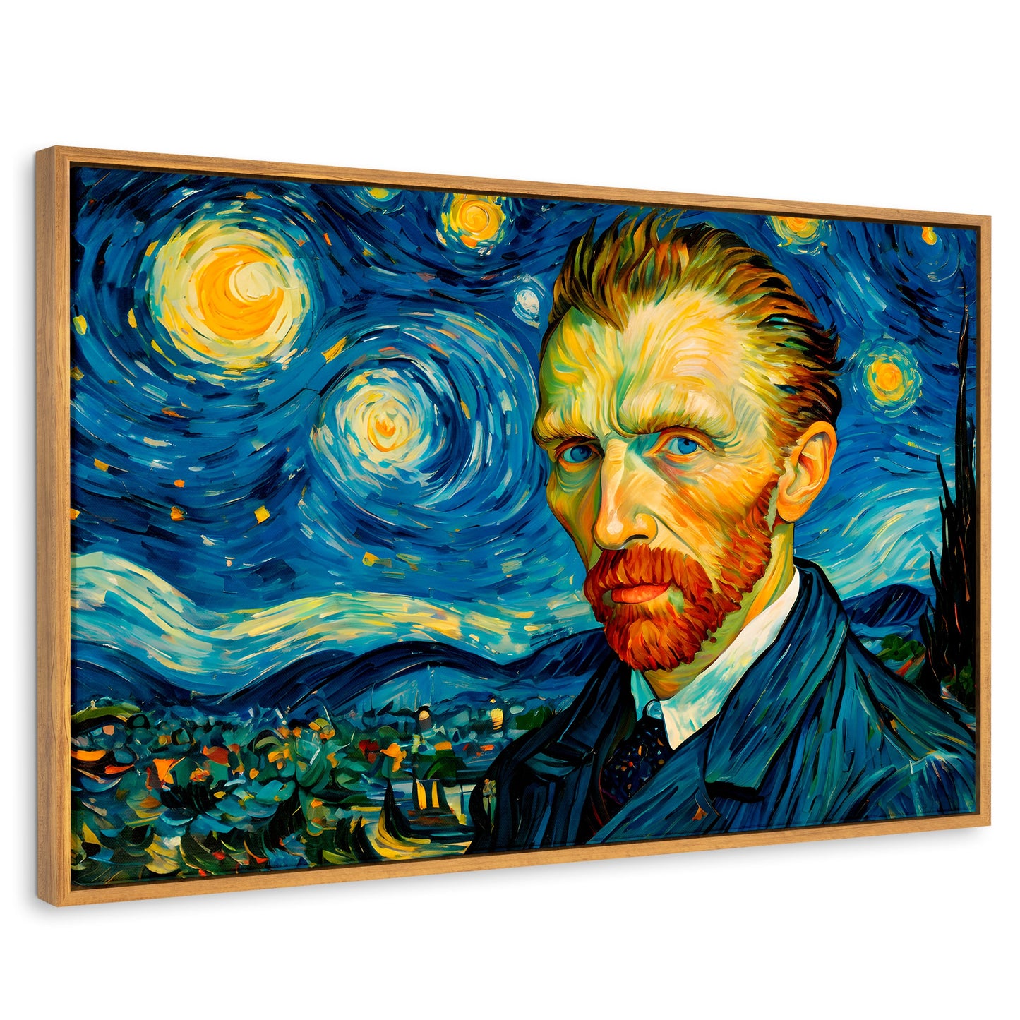 Cuadros Decorativos Canvas Revolution | Van Gogh Estrellado | Rectangular | Portada | Marco Madera