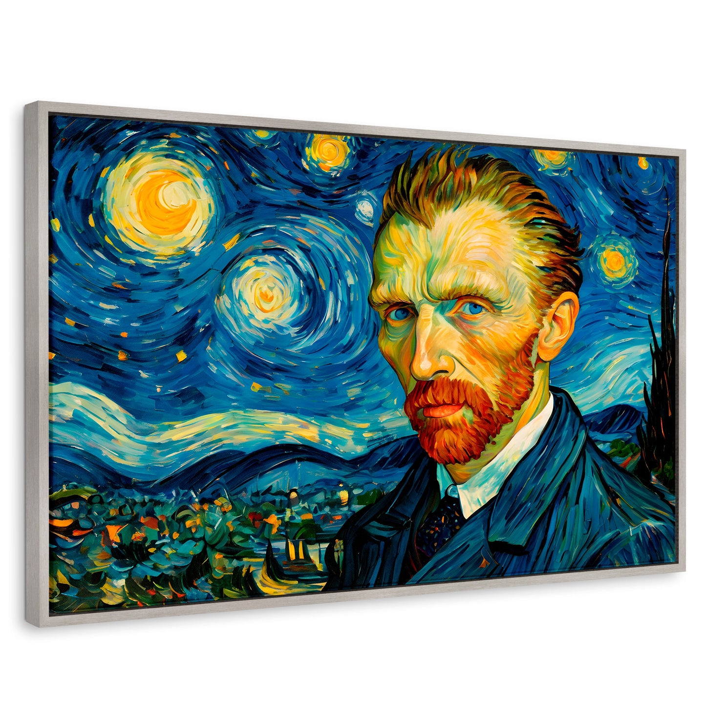 Cuadros Decorativos Canvas Revolution | Van Gogh Estrellado | Rectangular | Portada | Marco Plateado