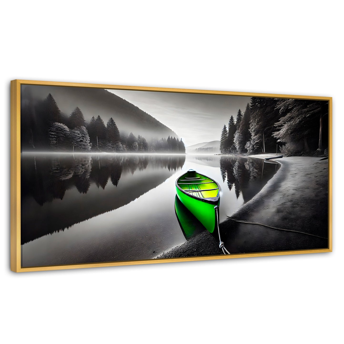 Cuadros Decorativos Canvas Revolution | Verde En El Lago | Panoramico | Portada | Marco Madera