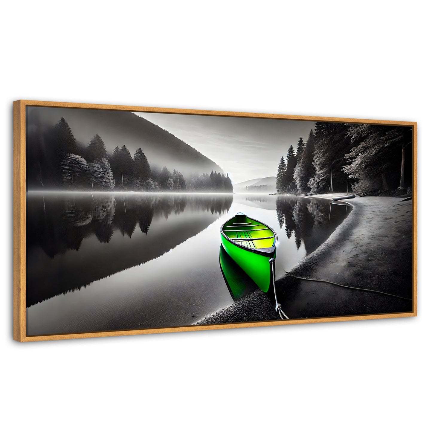 Cuadros Decorativos Canvas Revolution | Verde En El Lago | Panoramico | Portada | Marco Negro