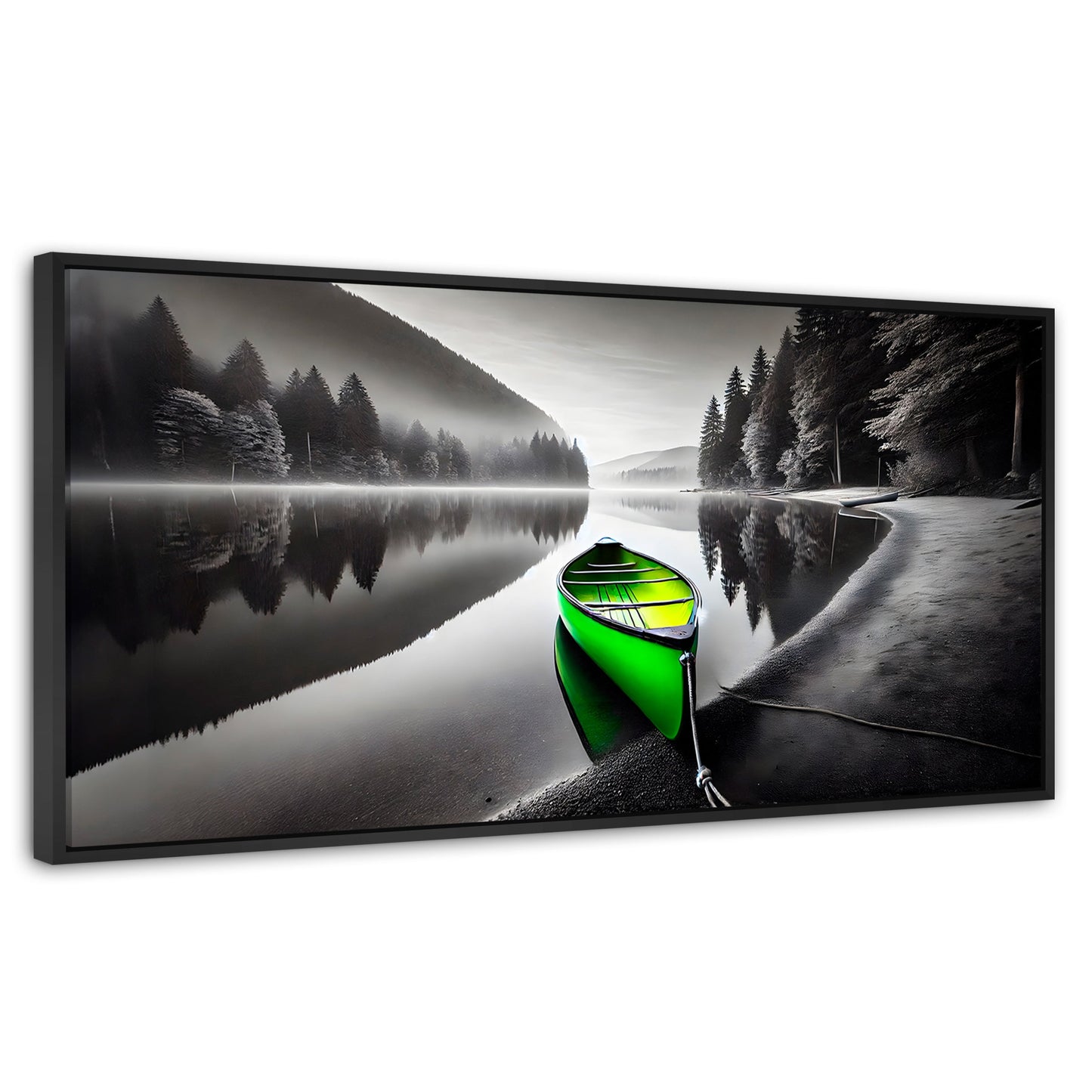 Cuadros Decorativos Canvas Revolution | Verde En El Lago | Panoramico | Portada | Marco Plateado