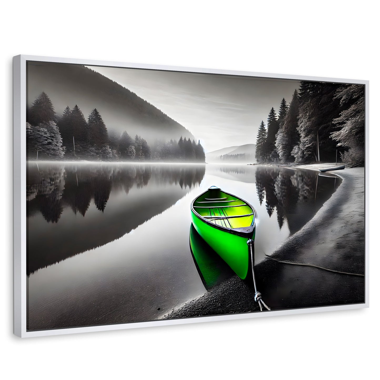 Cuadros Decorativos Canvas Revolution | Verde En El Lago | Rectangular | Portada | Marco Blanco
