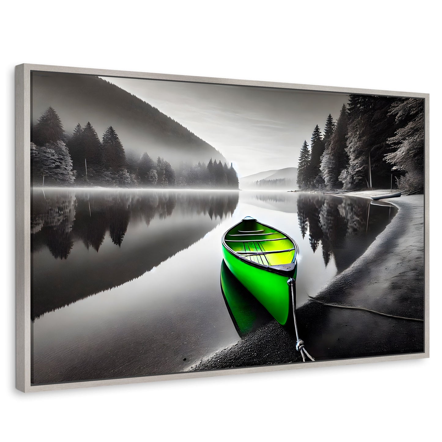 Cuadros Decorativos Canvas Revolution | Verde En El Lago | Rectangular | Portada | Marco Plateado