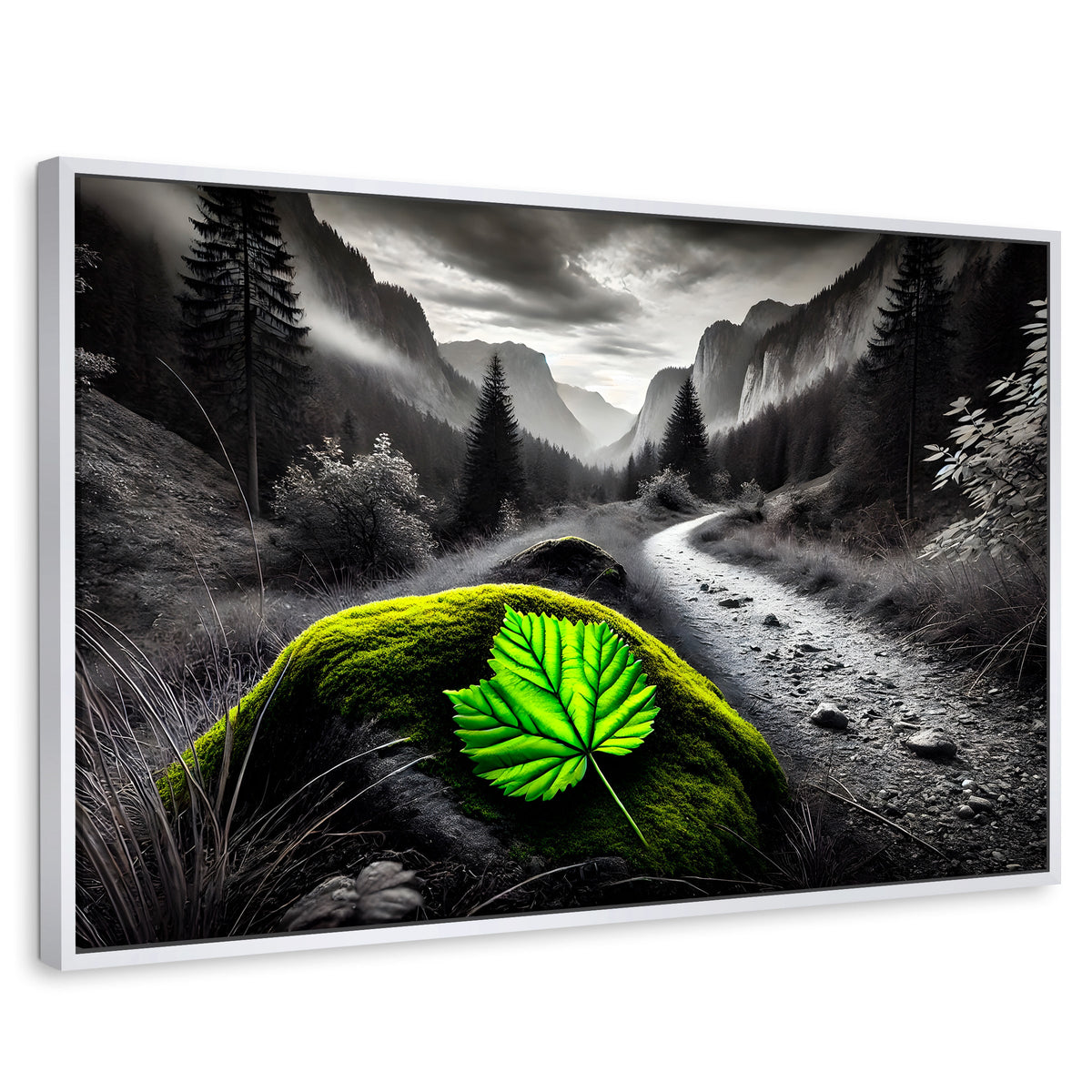Cuadros Decorativos Canvas Revolution | Verde Silencio | Rectangular | Portada | Marco Blanco