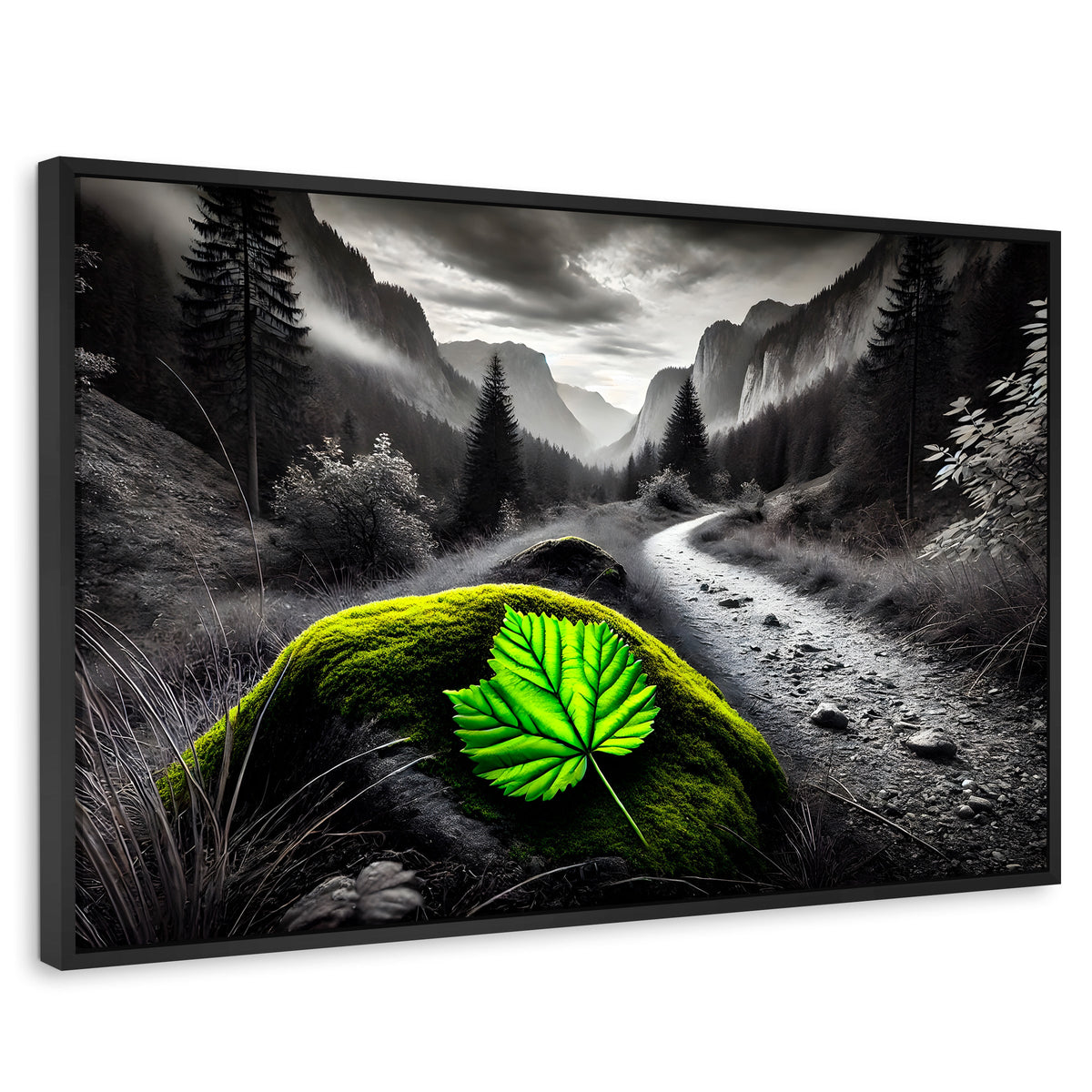 Cuadros Decorativos Canvas Revolution | Verde Silencio | Rectangular | Portada | Marco Negro