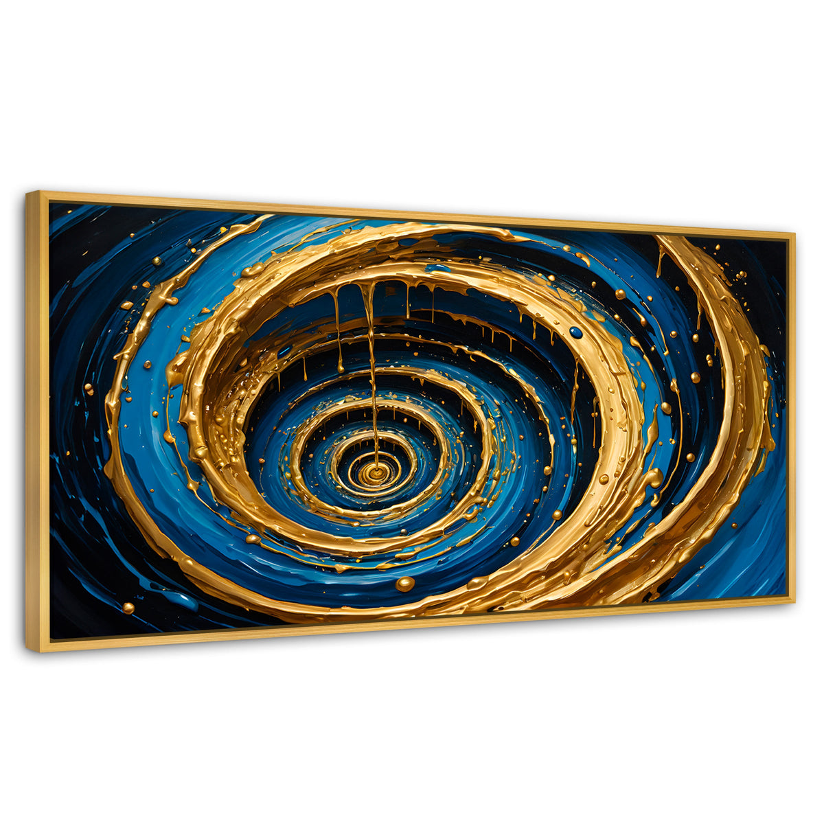 Cuadros Decorativos Canvas Revolution | Vortice Dorados | Panoramico | Portada | Marco Madera