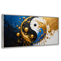 Cuadros Decorativos Canvas Revolution | Yin Yang Dorado | Panoramico | Portada | Marco Blanco