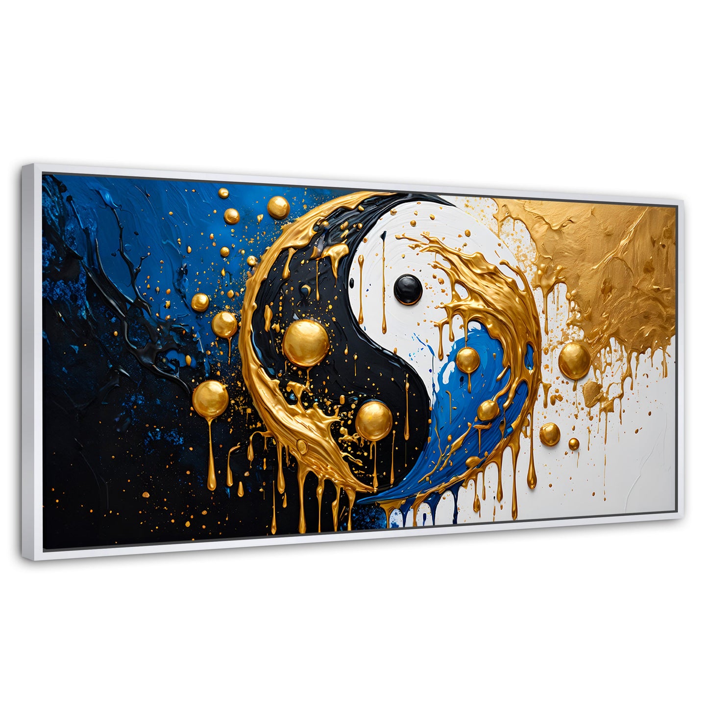 Cuadros Decorativos Canvas Revolution | Yin Yang Dorado | Panoramico | Portada | Marco Dorado