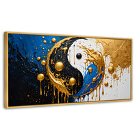 Cuadros Decorativos Canvas Revolution | Yin Yang Dorado | Panoramico | Portada | Marco Madera