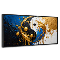 Cuadros Decorativos Canvas Revolution | Yin Yang Dorado | Panoramico | Portada | Marco Plateado