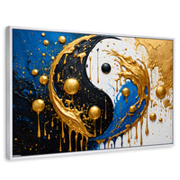 Cuadros Decorativos Canvas Revolution | Yin Yang Dorado | Rectangular | Portada | Marco Blanco