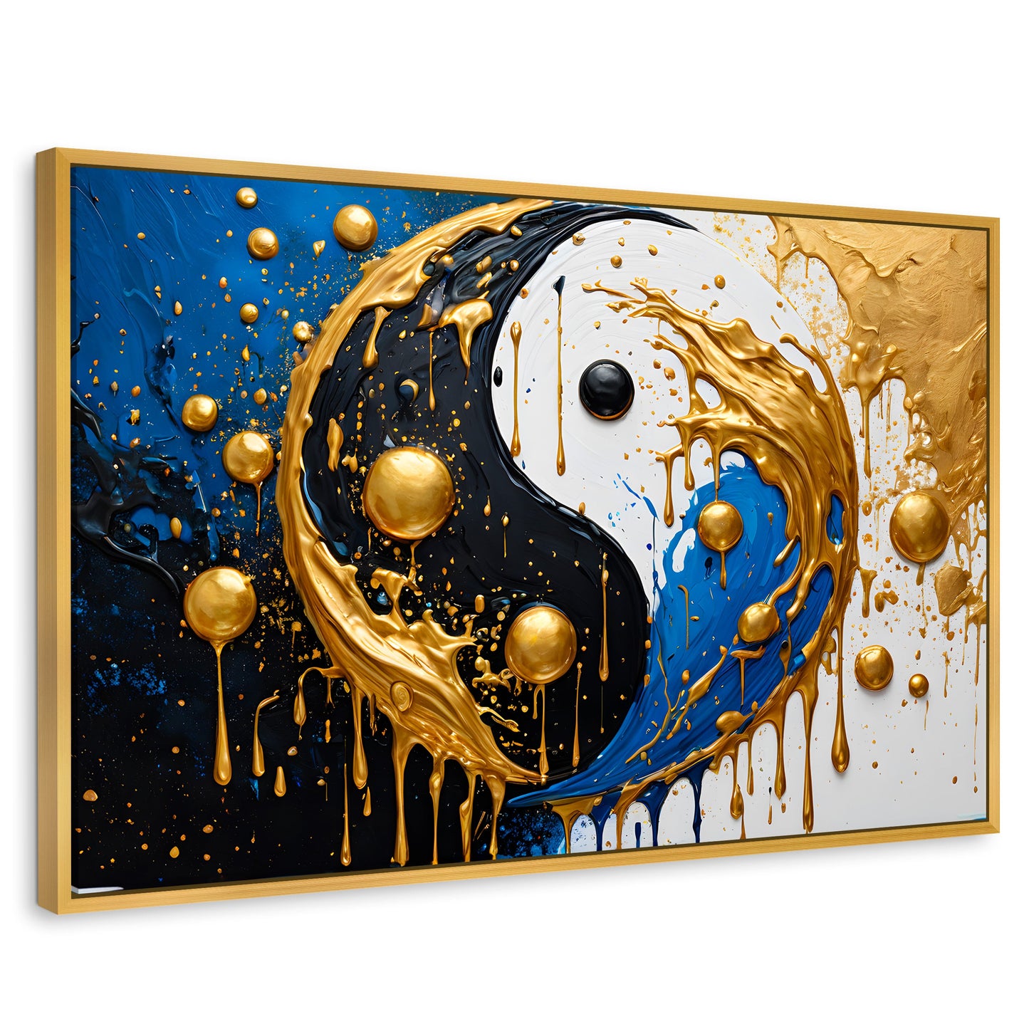 Cuadros Decorativos Canvas Revolution | Yin Yang Dorado | Rectangular | Portada | Marco Dorado
