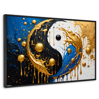 Cuadros Decorativos Canvas Revolution | Yin Yang Dorado | Rectangular | Portada | Marco Negro
