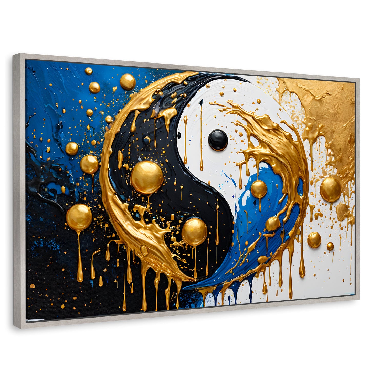 Cuadros Decorativos Canvas Revolution | Yin Yang Dorado | Rectangular | Portada | Marco Plateado
