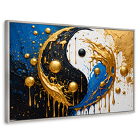Cuadros Decorativos Canvas Revolution | Yin Yang Dorado | Rectangular | Portada | Marco Plateado
