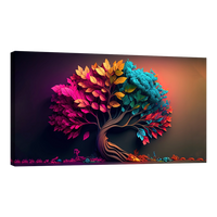 Cuadro decorativo de un árbol con follaje colorido y vibrante, ideal para dar vida a la sala o el comedor