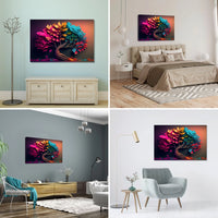 Cuadro decorativo de un árbol con follaje colorido y vibrante, ideal para dar vida a la sala o el comedor