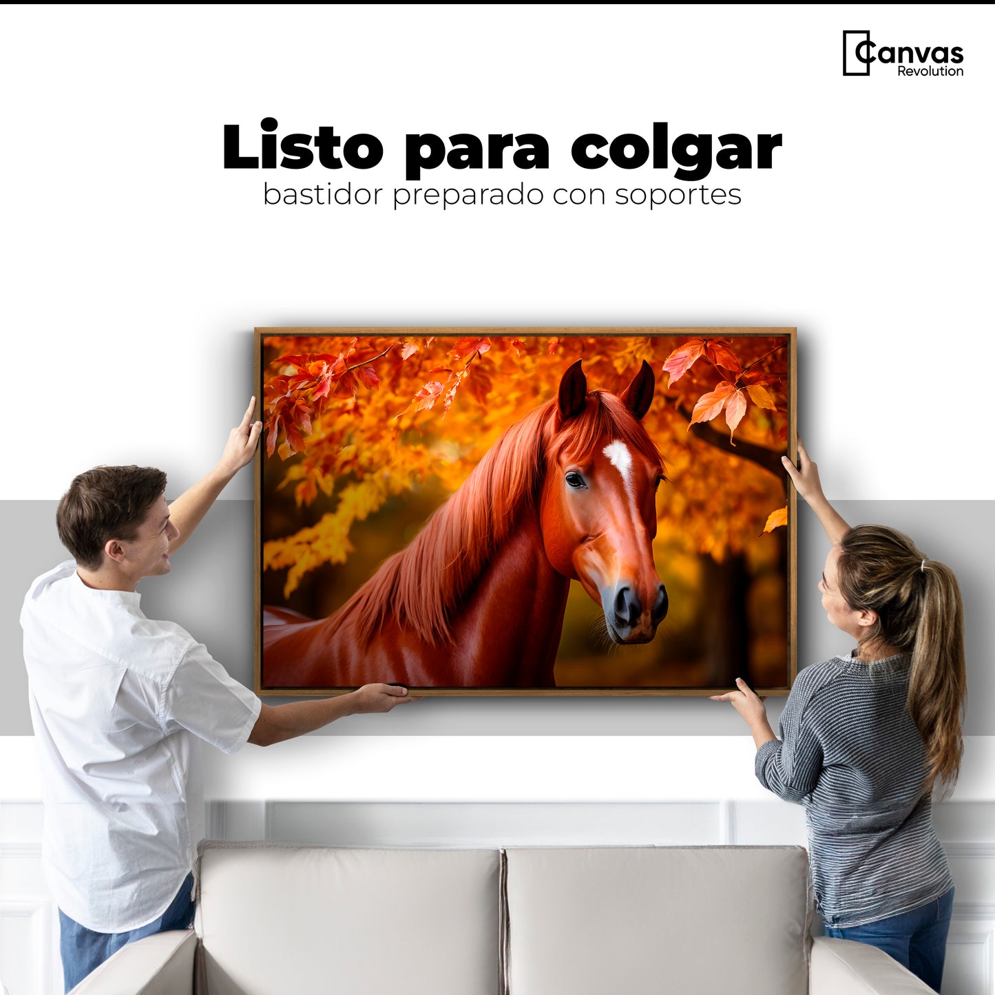 Cuadro Decorativo Luz Caballo Otoñal - Colgar