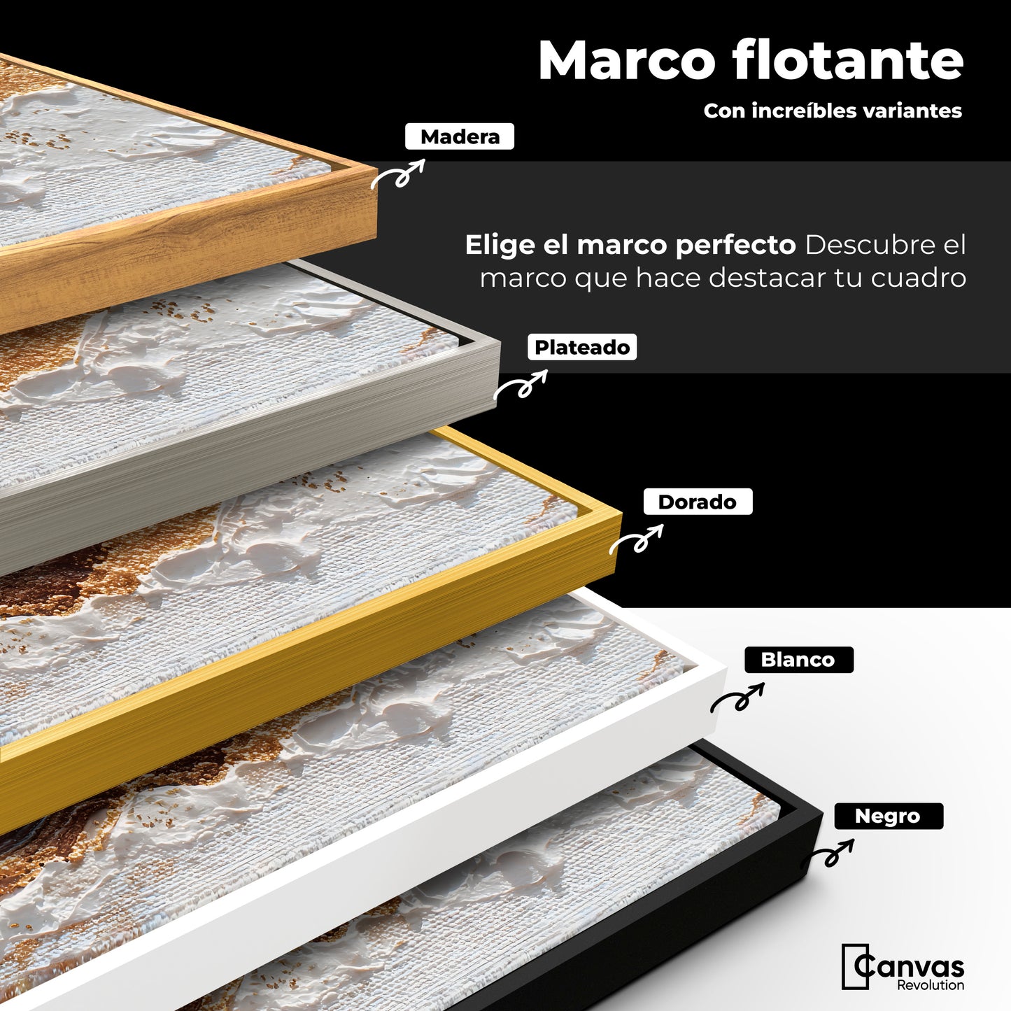 Cuadro Decorativo Abstracto Oro y Beige - Colores Marco