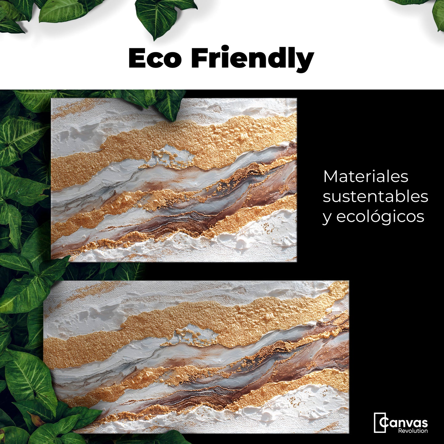 Cuadro Decorativo Abstracto Oro y Beige - Eco Friendly