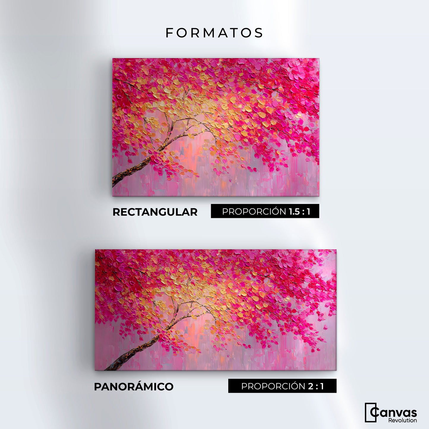 Cuadro Decorativo Ramas Rosadas Arbol - Formatos
