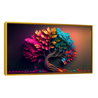 Cuadro decorativo de un árbol con follaje colorido y vibrante, ideal para dar vida a la sala o el comedor