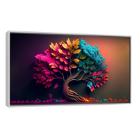 Cuadro decorativo de un árbol con follaje colorido y vibrante, ideal para dar vida a la sala o el comedor