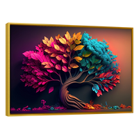 Cuadro decorativo de un árbol con follaje colorido y vibrante, ideal para dar vida a la sala o el comedor