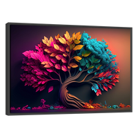 Cuadro decorativo de un árbol con follaje colorido y vibrante, ideal para dar vida a la sala o el comedor