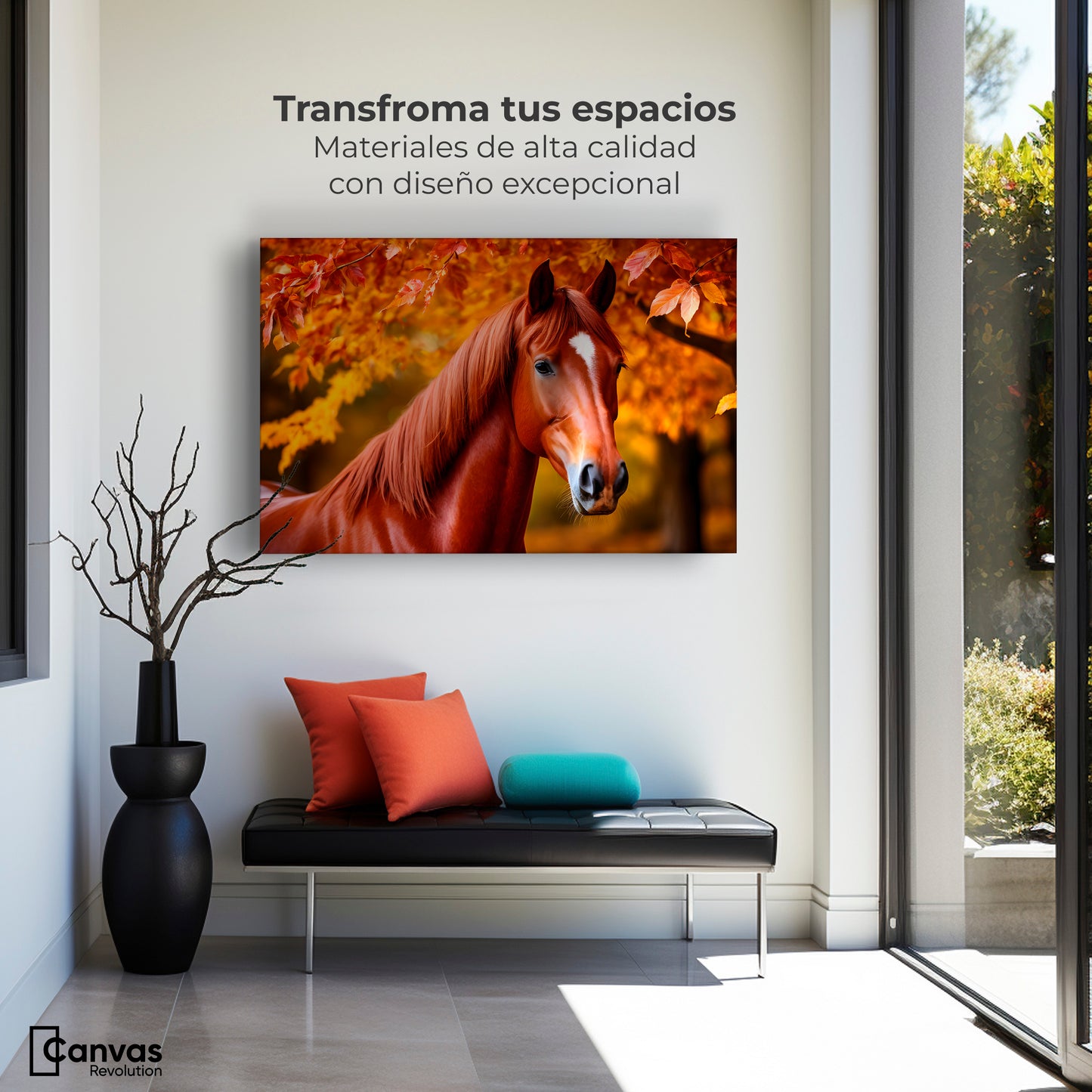 Cuadro Decorativo Luz Caballo Otoñal - Montaje 1