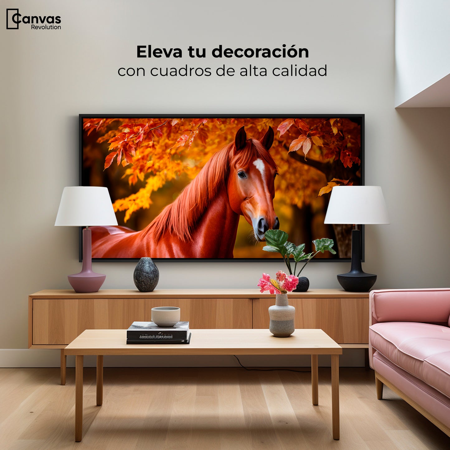 Cuadro Decorativo Luz Caballo Otoñal - Montaje 2
