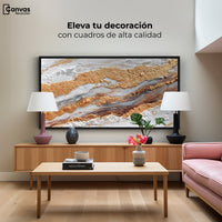 Cuadro Decorativo Abstracto Oro y Beige - Montaje 2