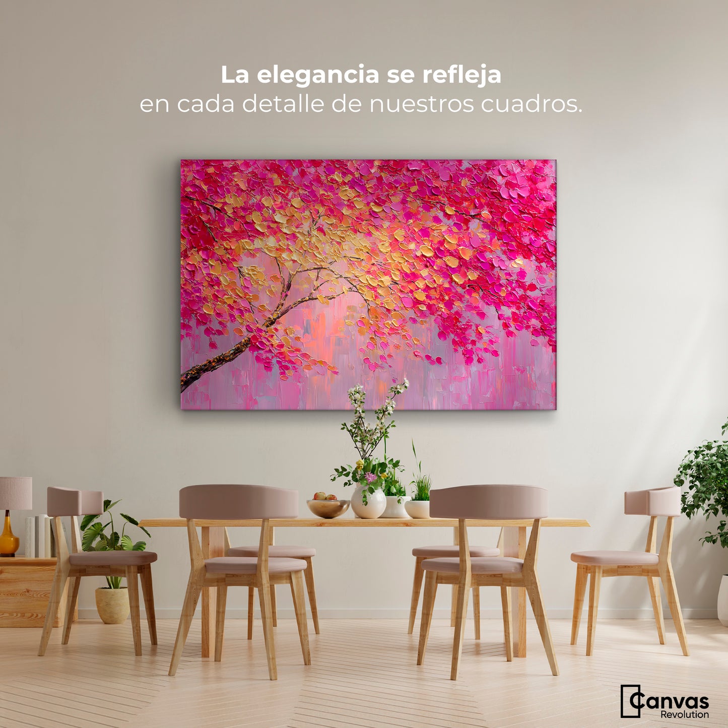 Cuadro Decorativo Ramas Rosadas Arbol - Montaje 4