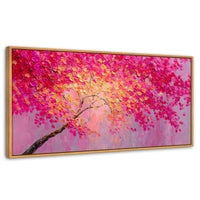 Cuadros Decorativos Canvas Revolution | Cuadro Decorativo Ramas Rosadas Arbol | Panorámico | Marco Madera