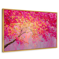 Cuadros Decorativos Canvas Revolution | Cuadro Decorativo Ramas Rosadas Arbol | Rectangular | Marco Dorado