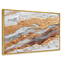 Cuadros Decorativos Canvas Revolution | Cuadro Decorativo Abstracto Oro y Beige | Rectangular | Marco Dorado