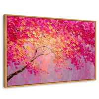 Cuadros Decorativos Canvas Revolution | Cuadro Decorativo Ramas Rosadas Arbol | Rectangular | Marco Madera