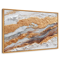 Cuadros Decorativos Canvas Revolution | Cuadro Decorativo Abstracto Oro y Beige | Rectangular | Marco Madera