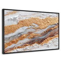 Cuadros Decorativos Canvas Revolution | Cuadro Decorativo Abstracto Oro y Beige | Rectangular | Marco Negro