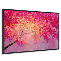 Cuadros Decorativos Canvas Revolution | Cuadro Decorativo Ramas Rosadas Arbol | Rectangular | Marco Negro