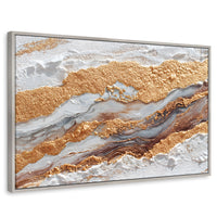 Cuadros Decorativos Canvas Revolution | Cuadro Decorativo Abstracto Oro y Beige | Rectangular | Marco Plateado