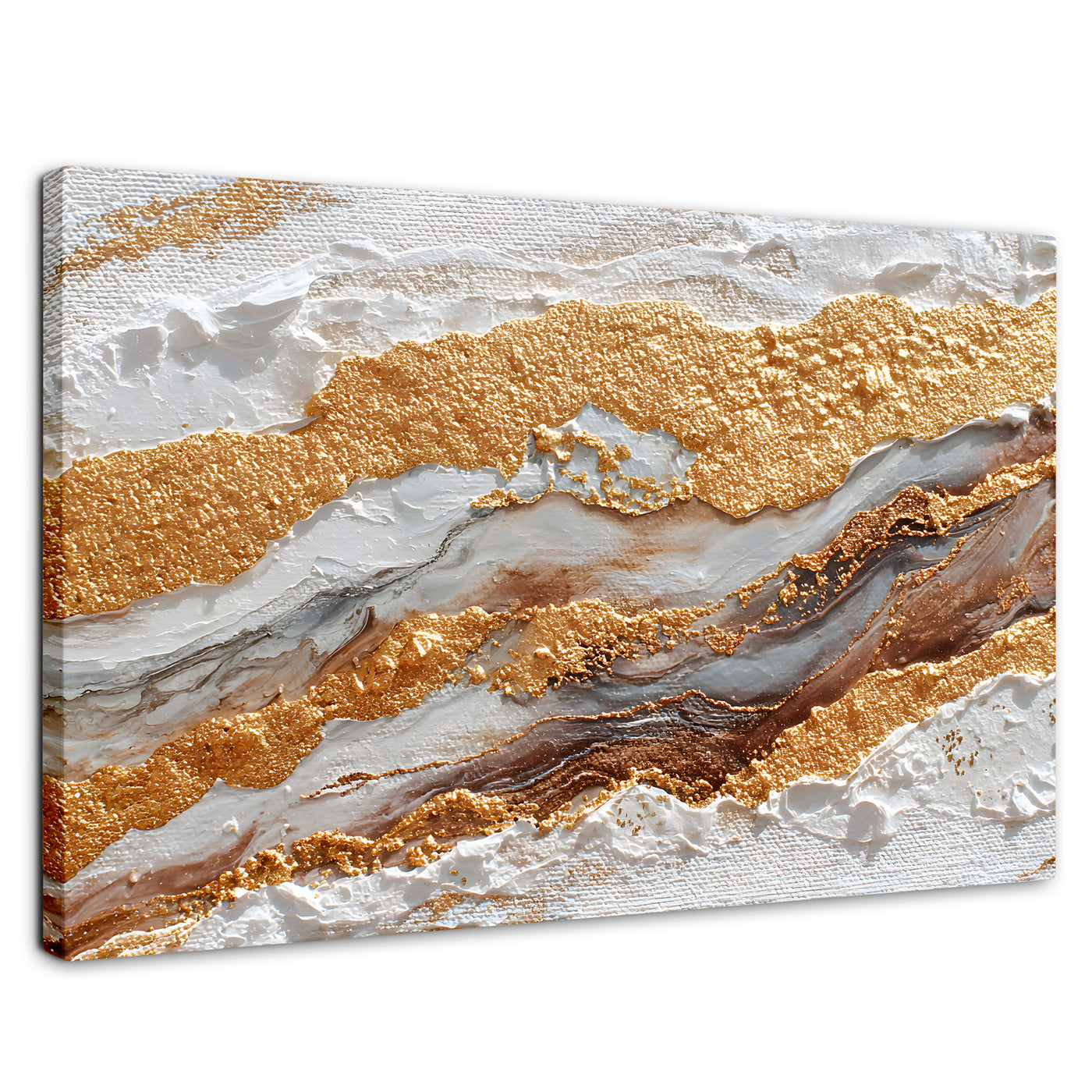 Cuadros Decorativos Canvas Revolution | Cuadro Decorativo Abstracto Oro y Beige | Rectangular | Marco Sin Marco