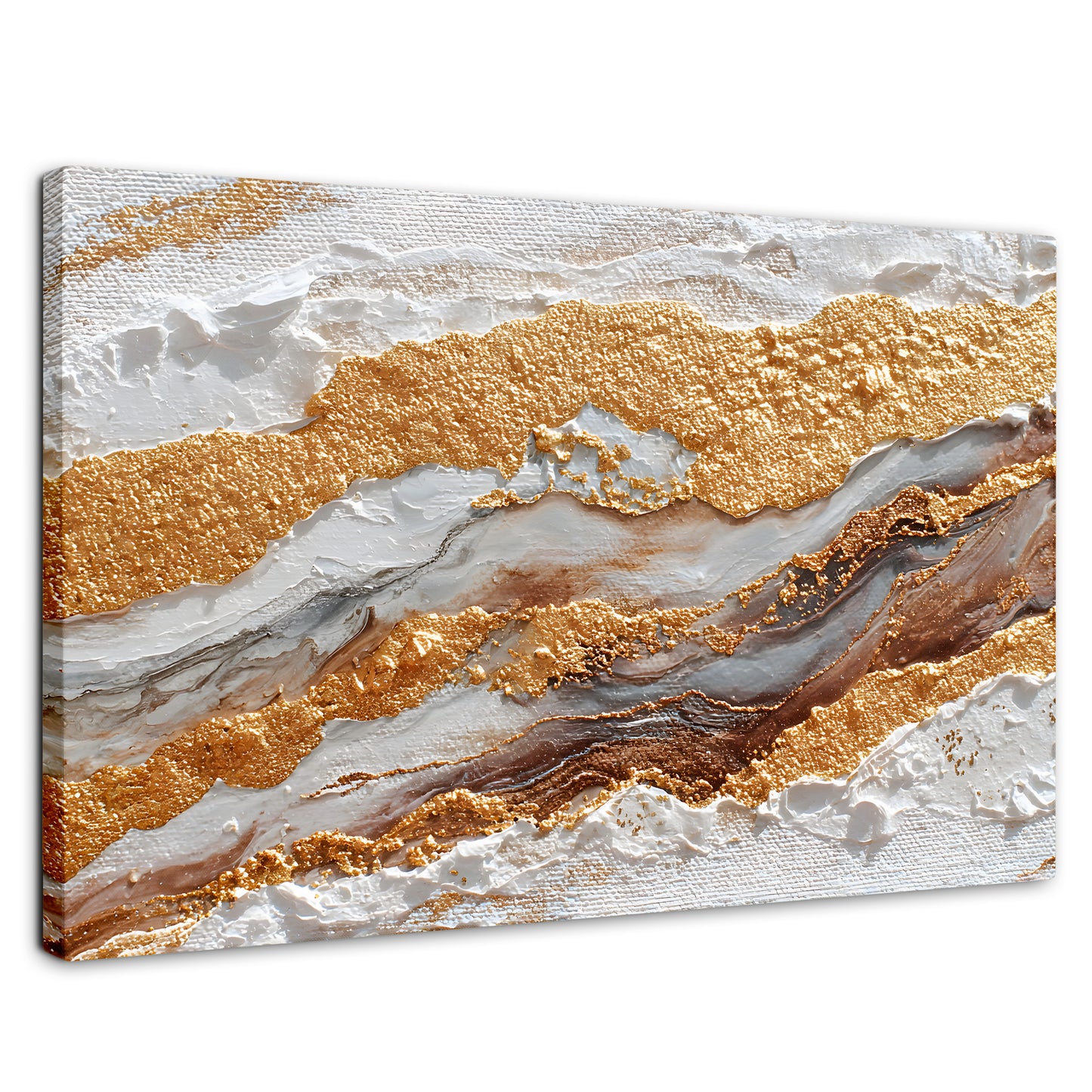 Cuadros Decorativos Canvas Revolution | Cuadro Decorativo Abstracto Oro y Beige | Rectangular | Marco Sin Marco