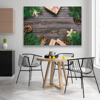 Navidad Regalos y pino sobre madera