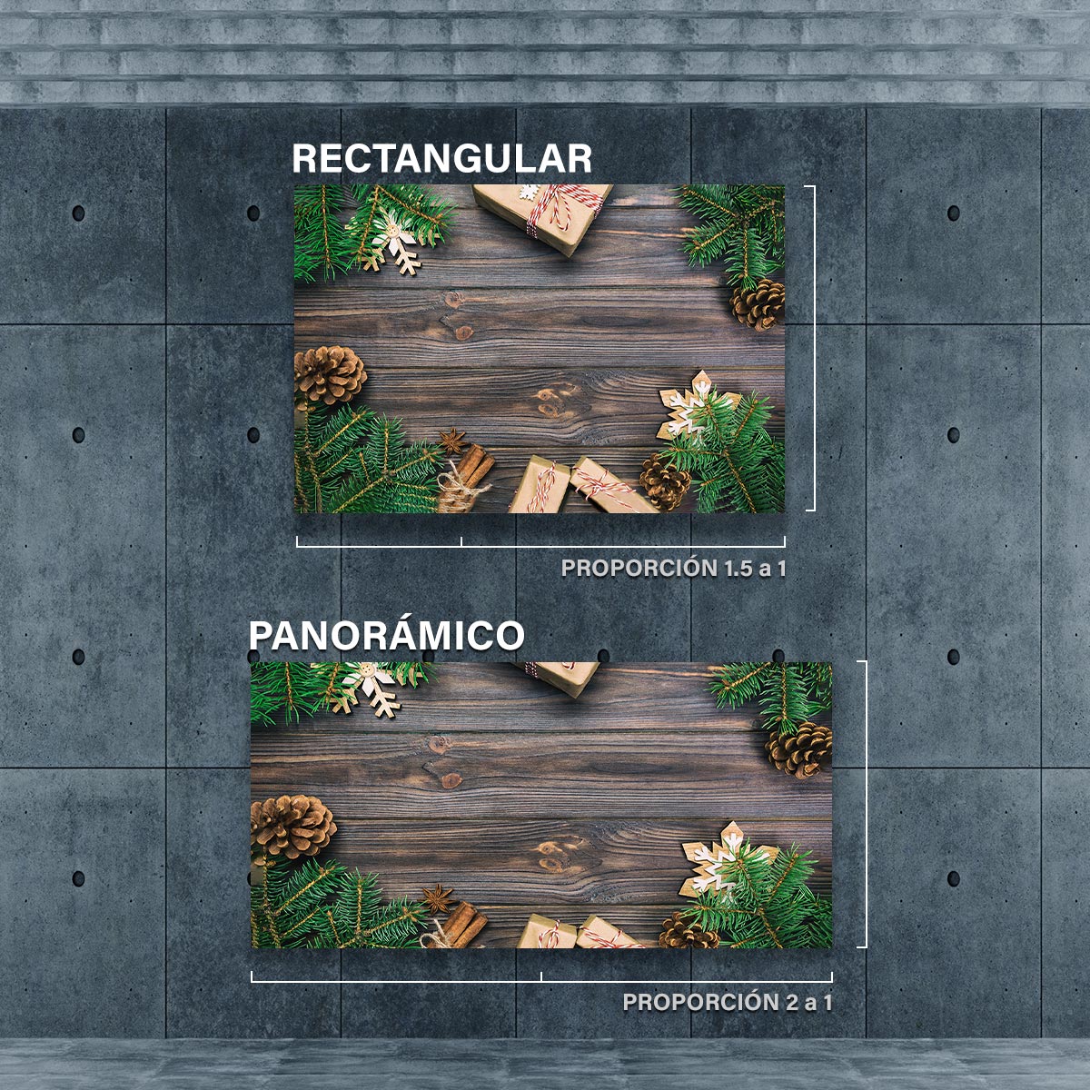 Navidad Regalos y pino sobre madera