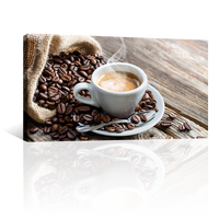 Café Caliente Sobre Costal Y Mesa