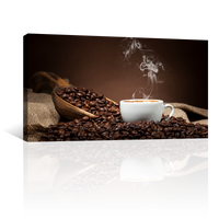 Café En Grano Y En Taza Sobre Saco